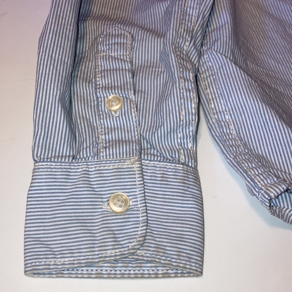 Size 4 blue and white striped long sleeves dress up button up shirt, Carter’s - Picture 5 of 5